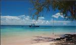 Cruiser anchored at Pangaimotu Island,Tonga